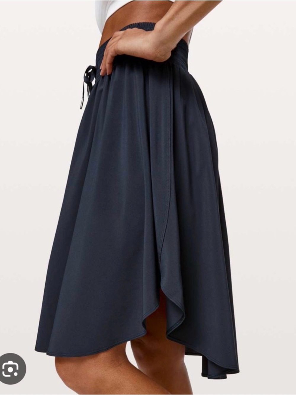 lululemon athletica Black High-Low Midi Skirt with Drawstring Waist Size 4